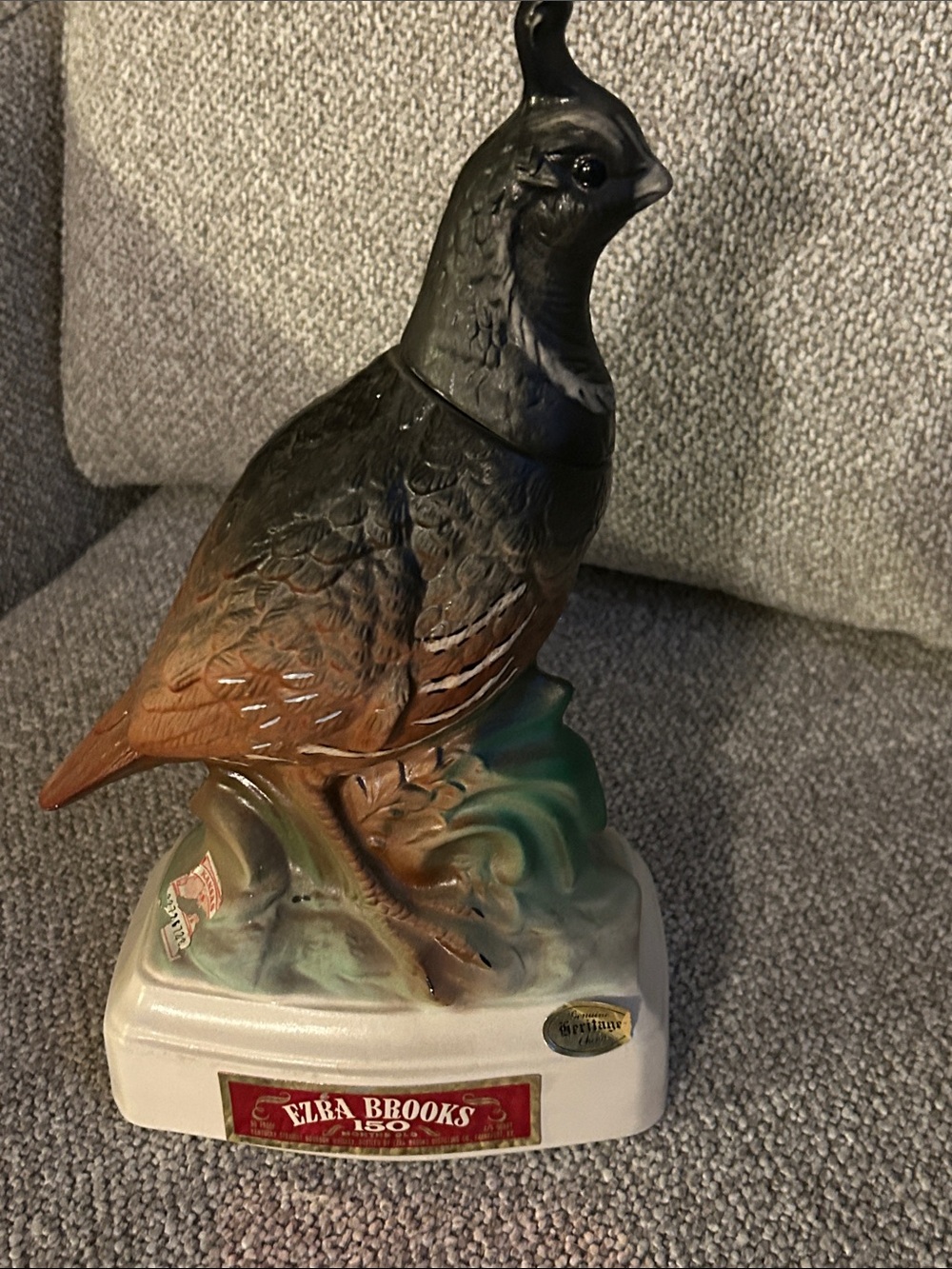 Ezra Brooks 1970 Heritage China Ceramic Quail decanter